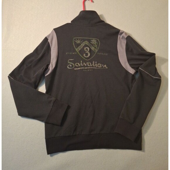 Guess By Marciano Track Jacket Men's L Full Zip Mock Neck Salvation Embroidery - Picture 3 of 11